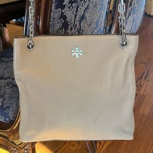 Tory Burch Taupe Paper Clip Chain Hnadbag
